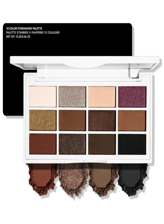 Erinde Brown Black Eyeshadow Palette, 12 Colors Matte Shimmer Beige Champagne Plum Purple Bronzer Brown Black Eye Shadow Palette, Highly Pigmented Long Lasting Waterproof Eyeshadow Pallete, 02 - Image 1